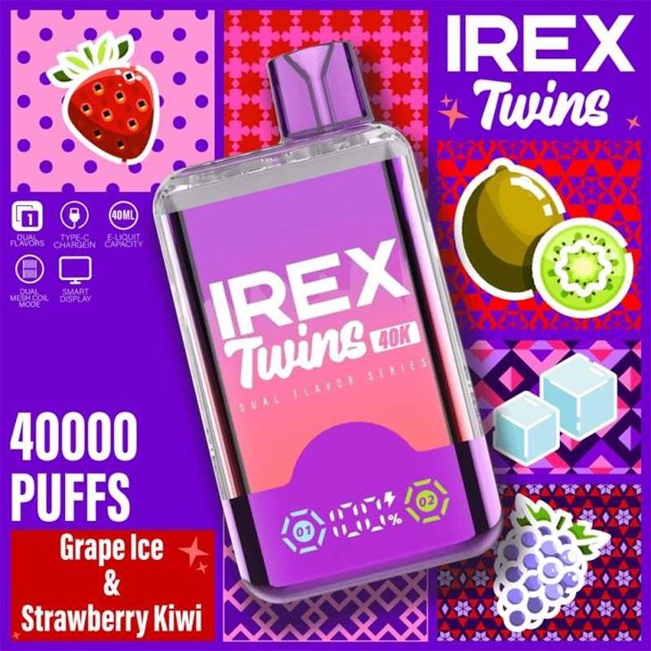 Strawberry kiwi&Grape Ice _IREX TWINS 40K Puffs