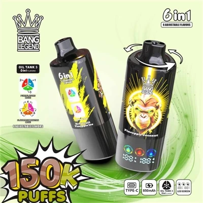 BANG LEGEND 150K Puffs 6-in-1: ühekordselt kasutatavate elektrooniliste sigar...