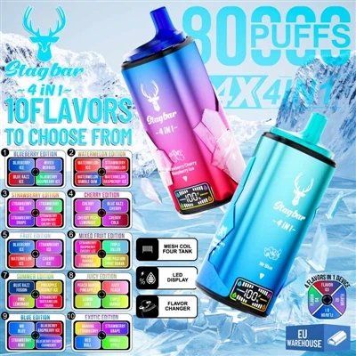 Stag Bar 4in1 80000 Puffs: uue ajastu valik suure -puhtusega ühekordsete e-si...