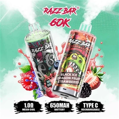 Razz Bar 65000+ Puffs: E-sigaret, mis viib 