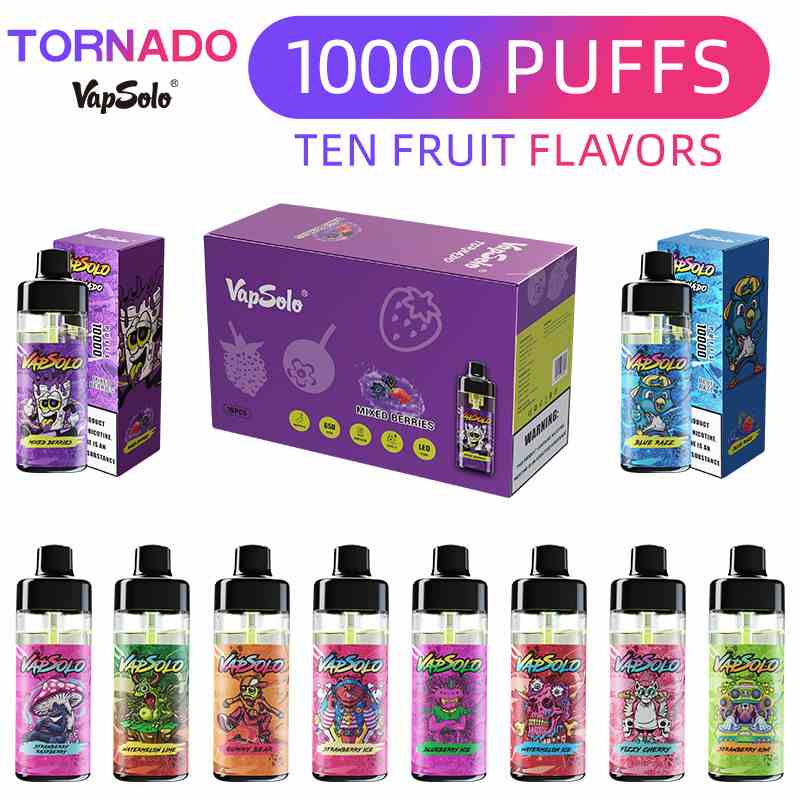 Vapsolo-Tornado-10000-Puff-Mesh-Coil-Refillable-Energy-Vape-Pen-Hookah-E-Shisha-Pen-Factory-Drag-Bar-DisposablesVapSolo TORNADO 10000