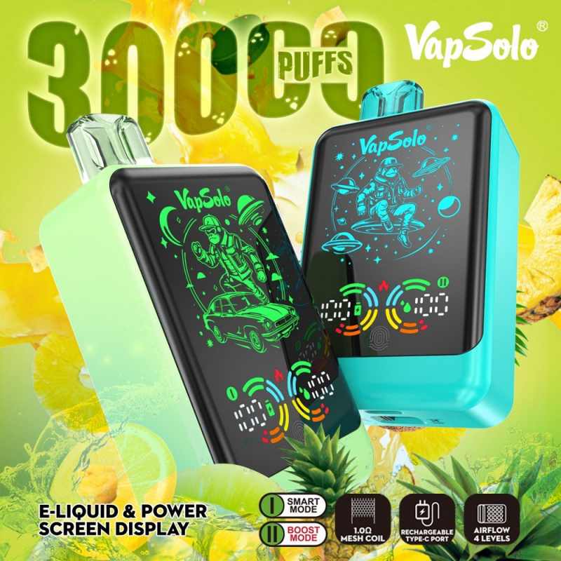 Vapsolo-New-30K-Galaxy-30000-Puffs-Digital-Full-Smart-Screen-Puff-30K-Convert-Two-Modes-Rechargeable-Electronic-Cigarette-Video-Vaper-PodsVapsolo Galaxy 30000