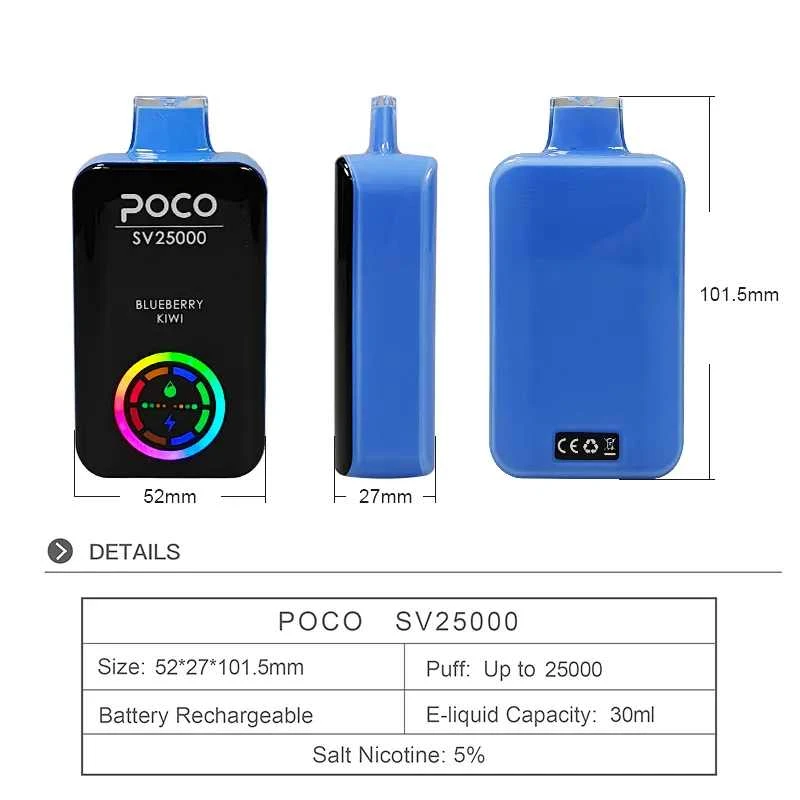 Poco-Vape-Puffs-Disposable-Vape-25000-Puffs-25K-EU-Warehouse-Poco-Sv25000-Electronic-Cigarette-Vape-Pen-Rechargeable-30ml-15-Flaovrs POCO SV 25000