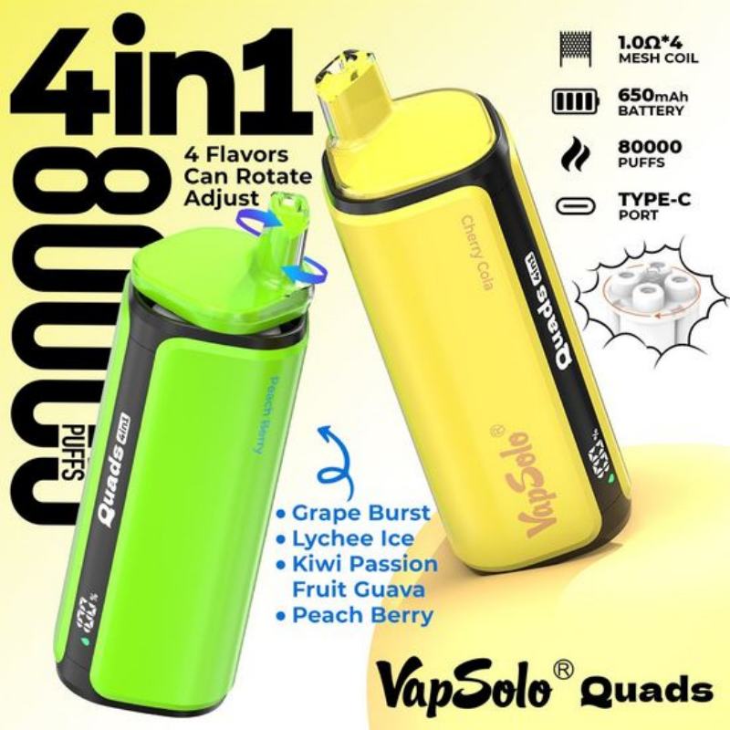 Vapers-Vapsolo-Quads-4-in-1-Vaper-Recargable-Rand-Tornado-Electron-Cigarette-Video-Disposable-Vape-Vapes-80000-Puffvapsolo 80K